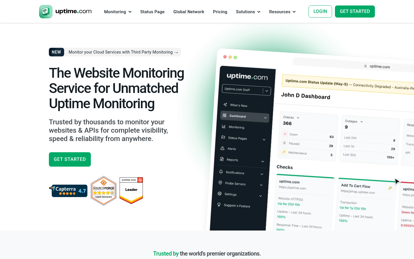 Homepage of the website, as captured