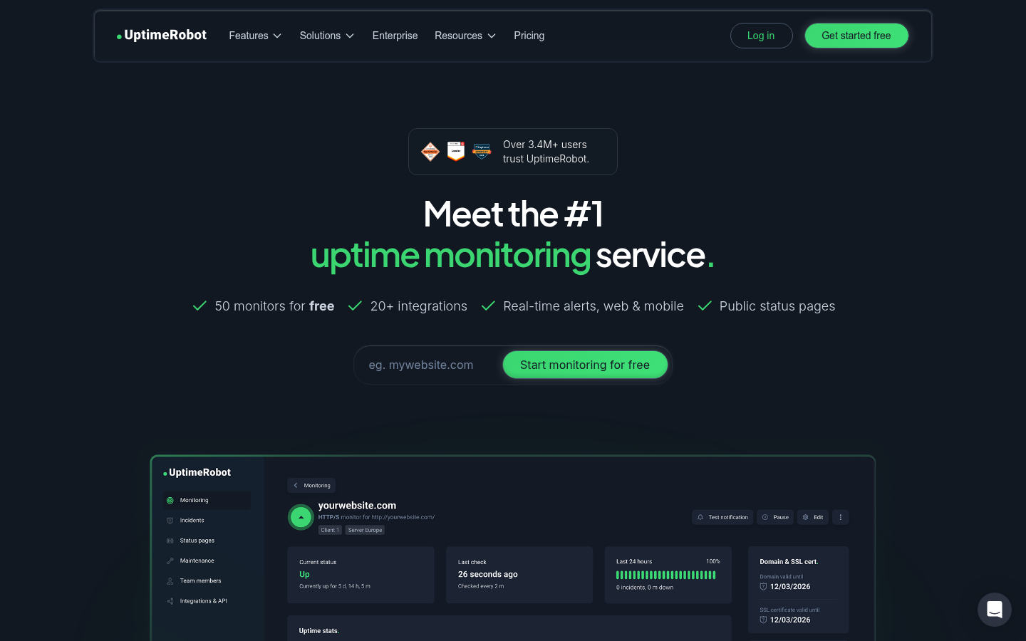 Homepage of the website, as captured