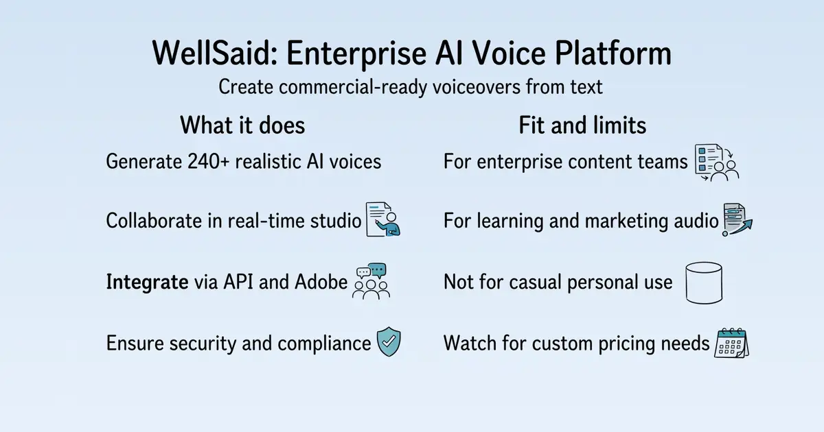 WellSaid AI Voice Studio at a glance