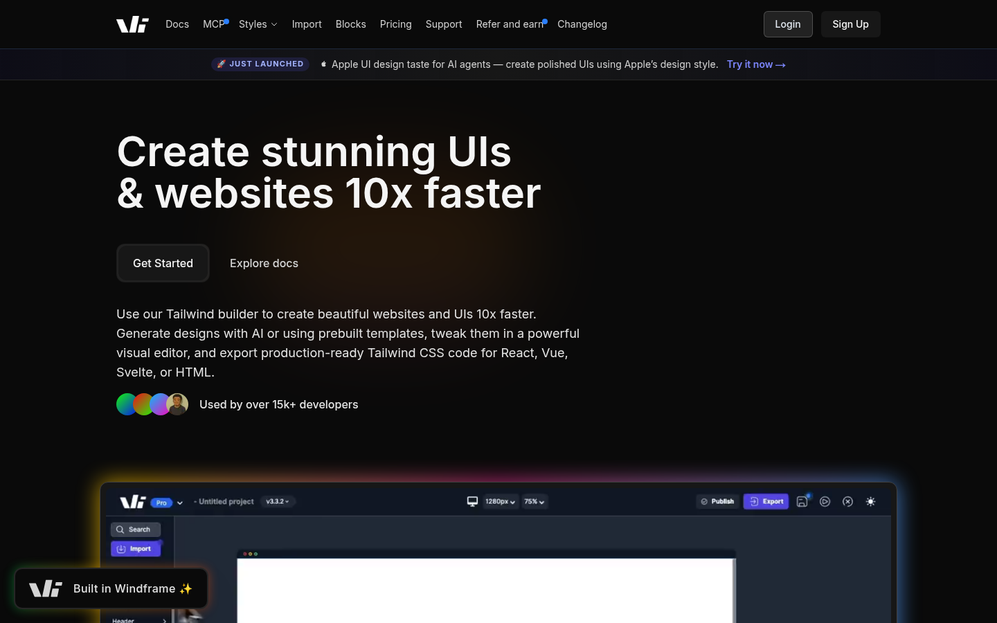 Homepage of the website, as captured