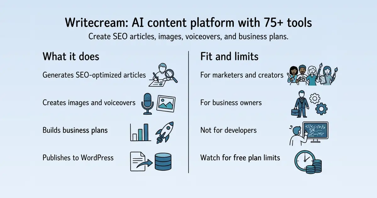 Writecream at a glance