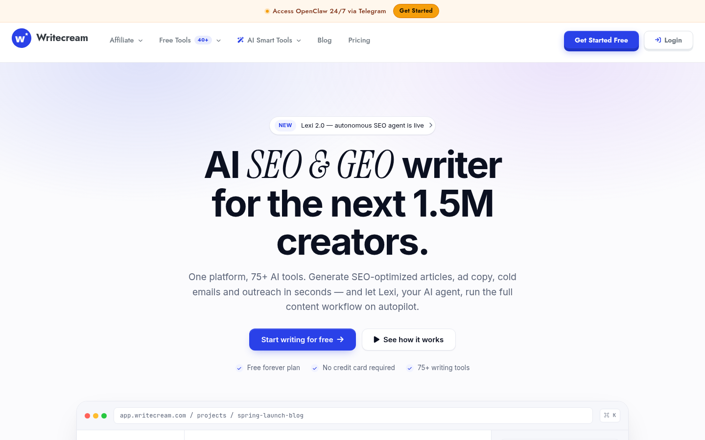 Homepage of the website, as captured