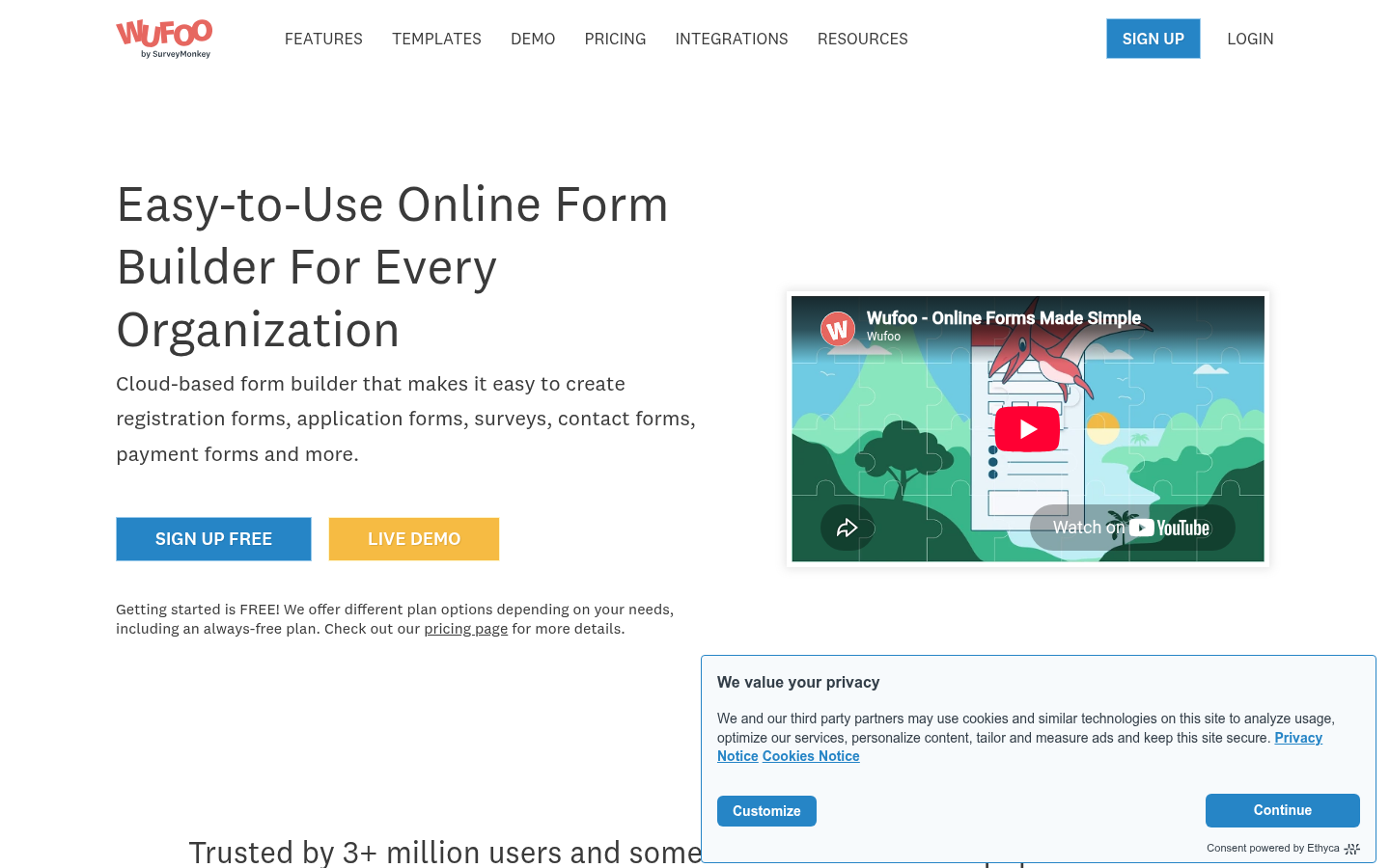 Homepage of the website, as captured